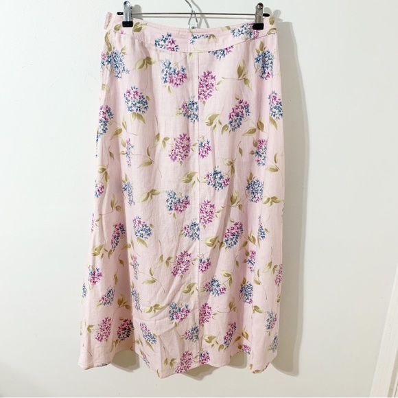 Liz Claiborne Dresses & Skirts - Liz Claiborne Lia Wear Linen Blend Floral Maxi Skirt Side Button Closure Pockets